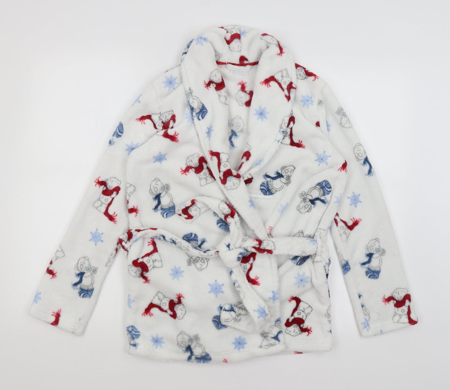 George Womens White Solid  Kimono Gown Size 8  - Me To You