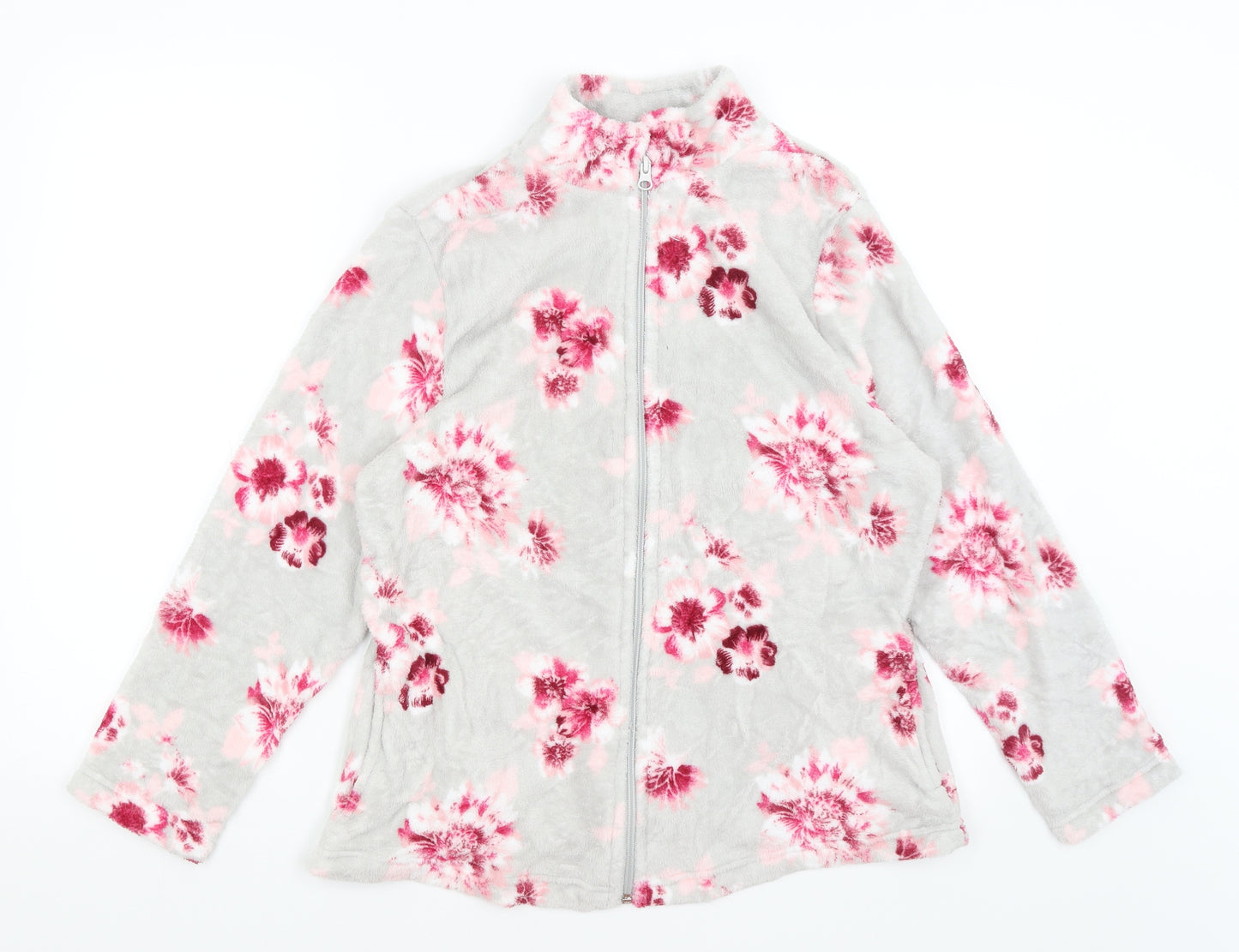 Bonmarche Womens Grey Floral  Full Zip Jumper Size 12