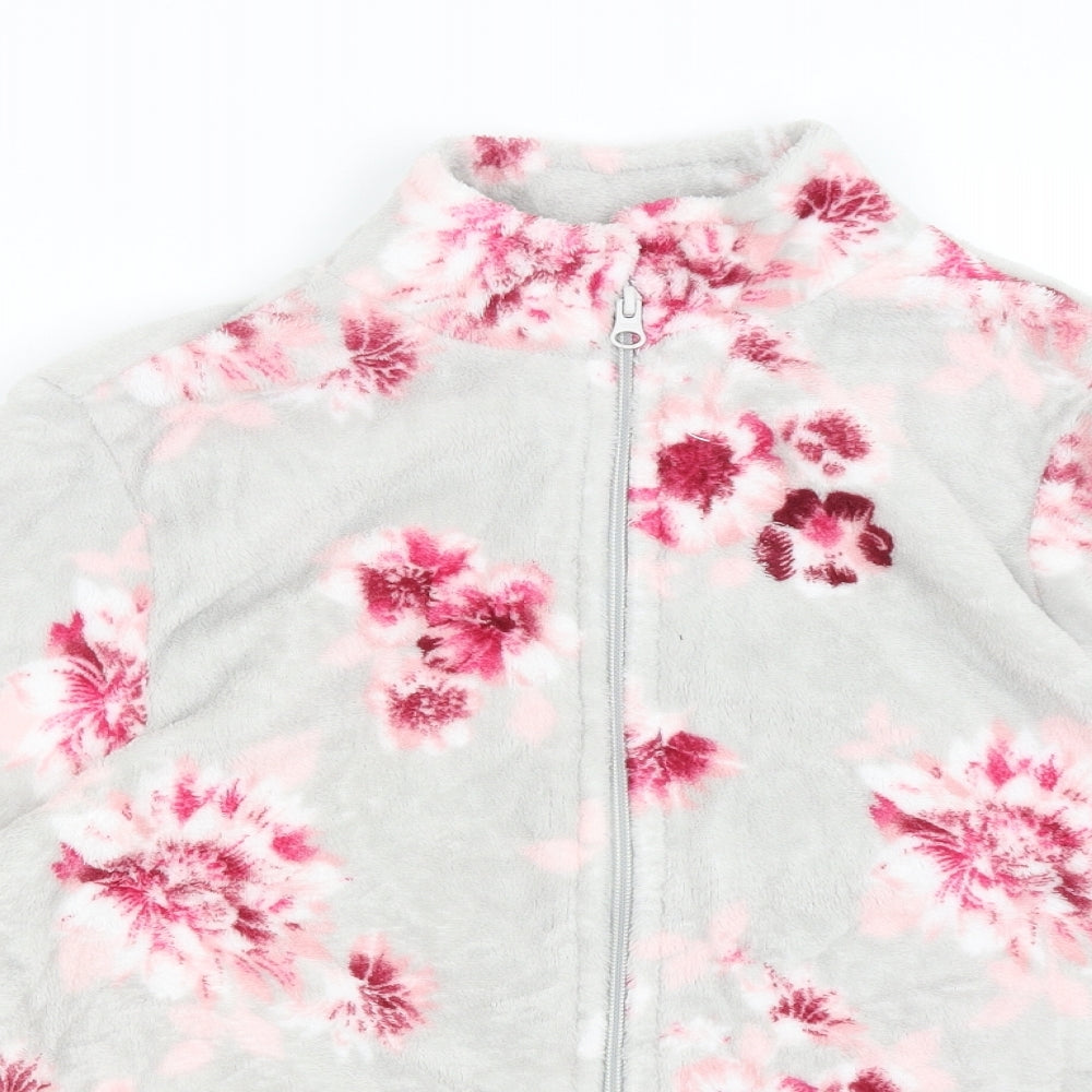 Bonmarche Womens Grey Floral  Full Zip Jumper Size 12