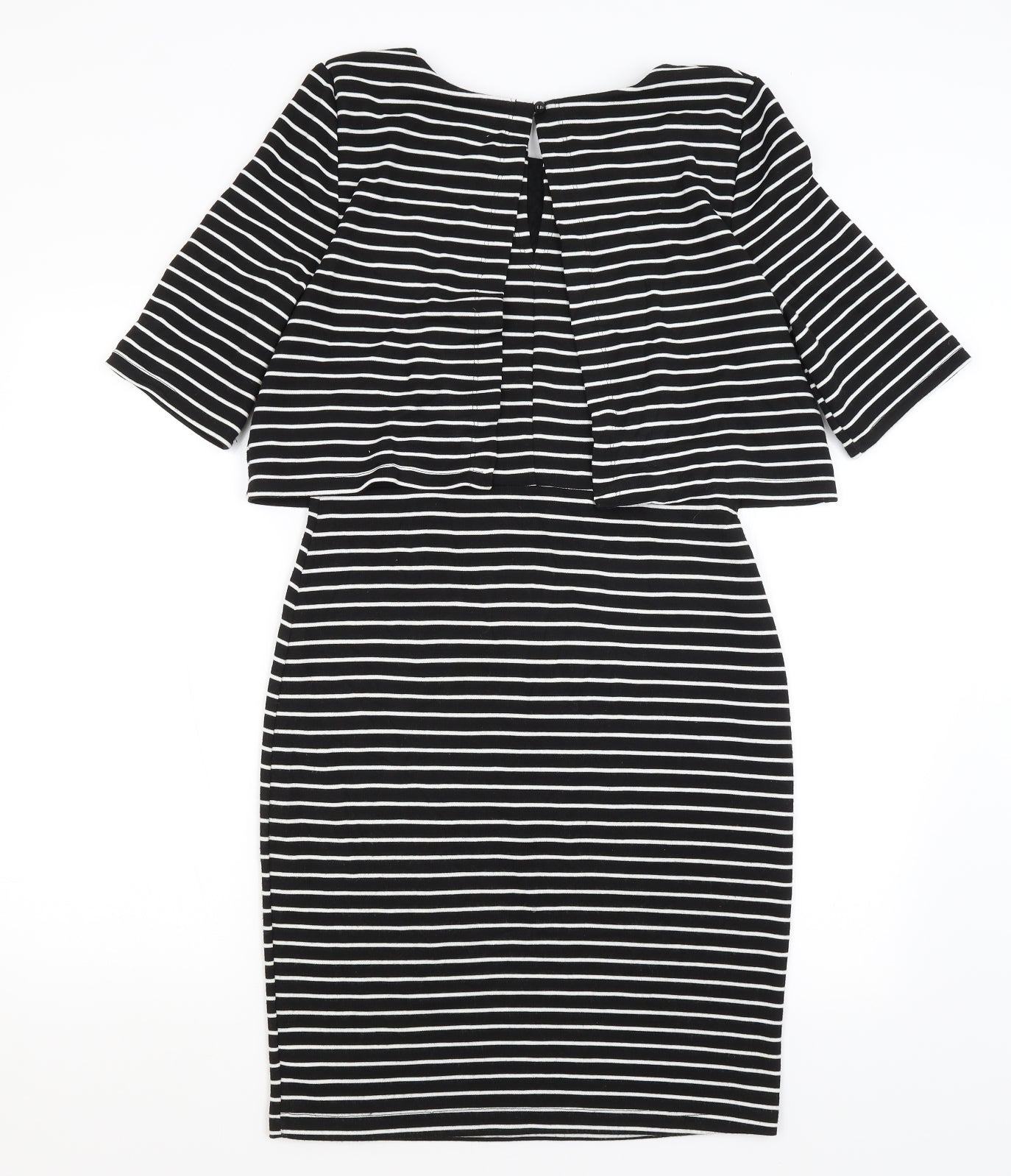 Wallis Womens Black Striped  Pencil Dress  Size 10