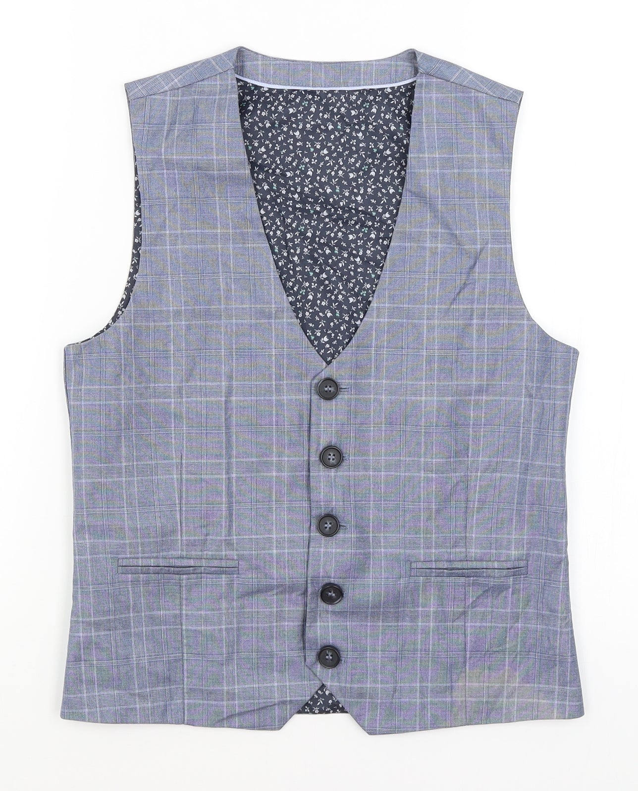 NEXT Boys Blue Plaid  Jacket Waistcoat Size 12 Years