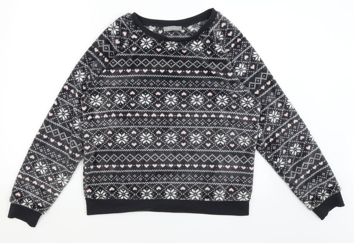 New Look Womens Black Geometric  Pullover Jumper Size 12