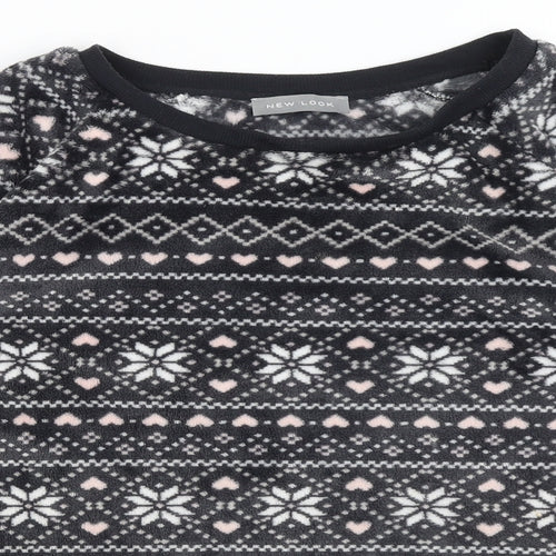 New Look Womens Black Geometric  Pullover Jumper Size 12