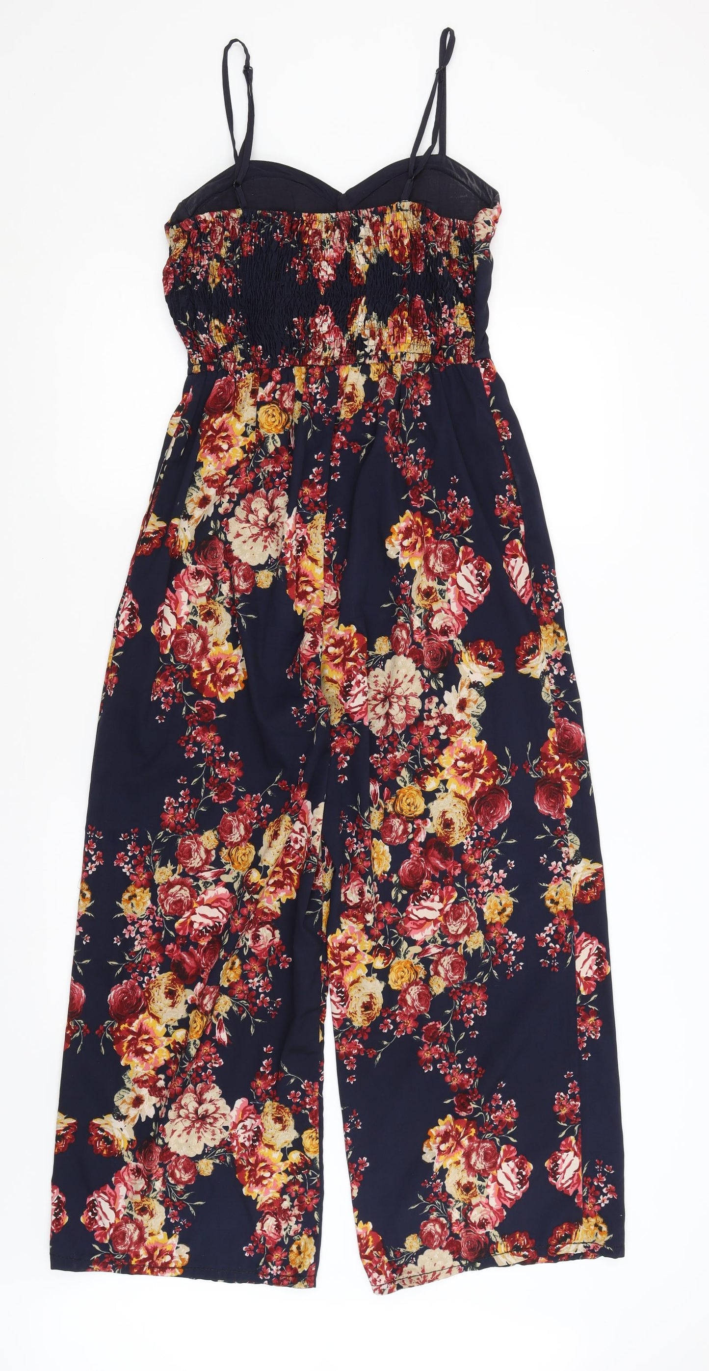 Band of Gypsies Womens Blue Floral  Jumpsuit One-Piece Size S L26 in