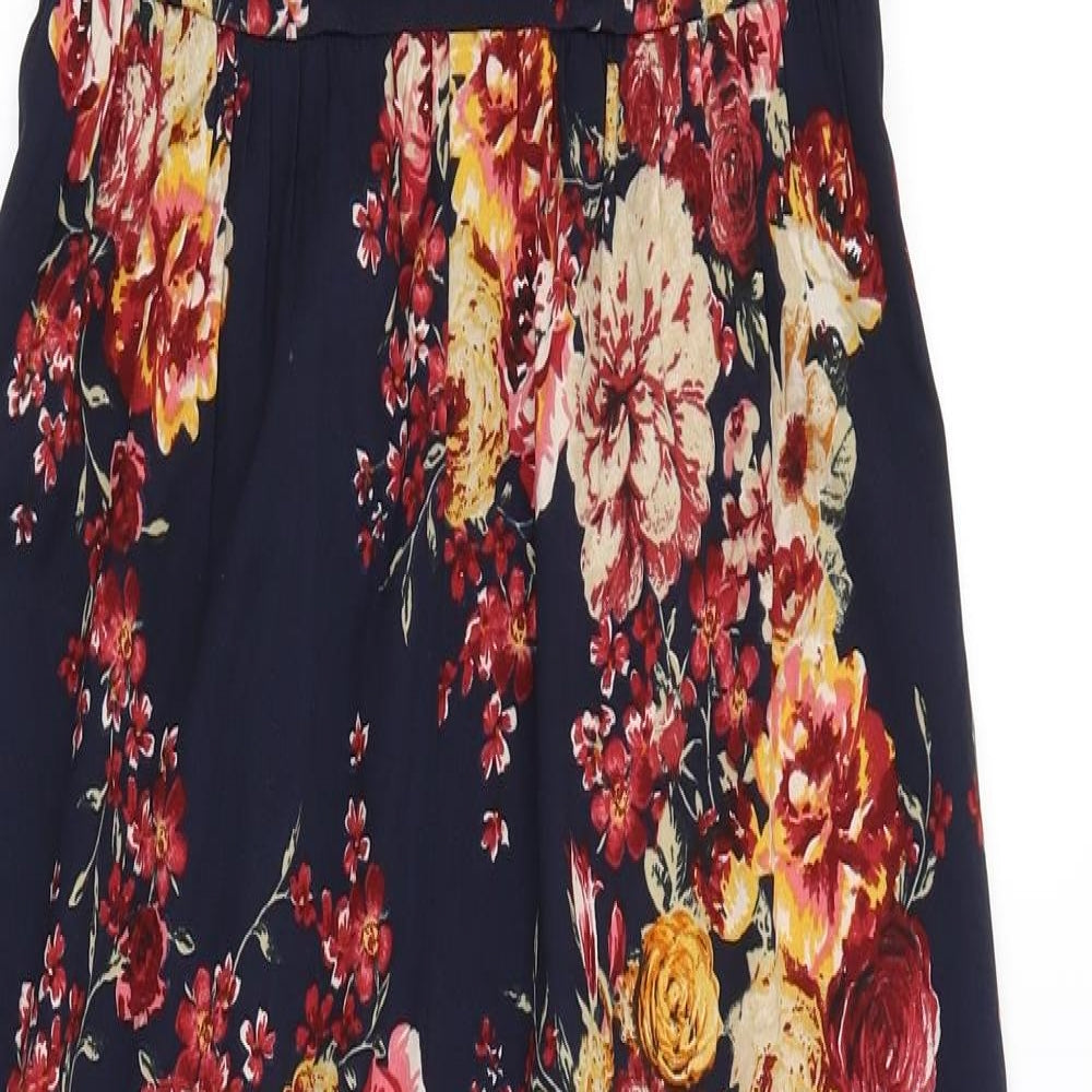 Band of Gypsies Womens Blue Floral  Jumpsuit One-Piece Size S L26 in