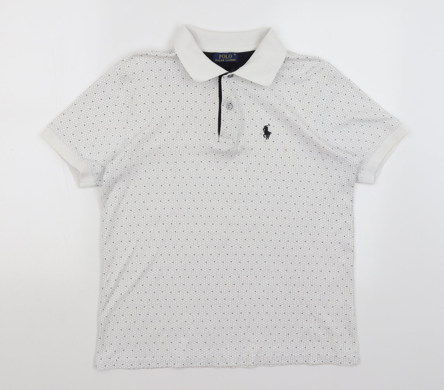 Ralph Lauren Mens White Geometric   Polo Size XL