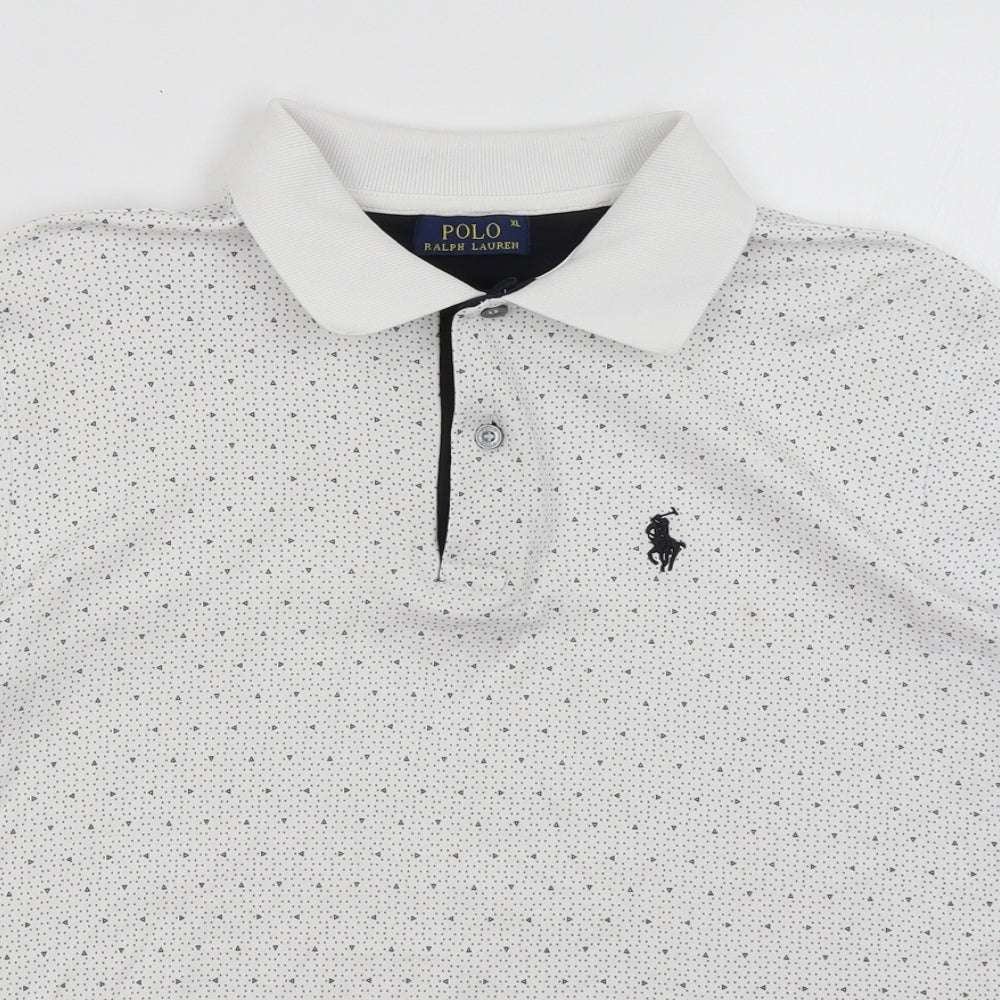 Ralph Lauren Mens White Geometric   Polo Size XL