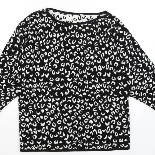 George Womens Black Animal Print  Pullover Jumper Size M