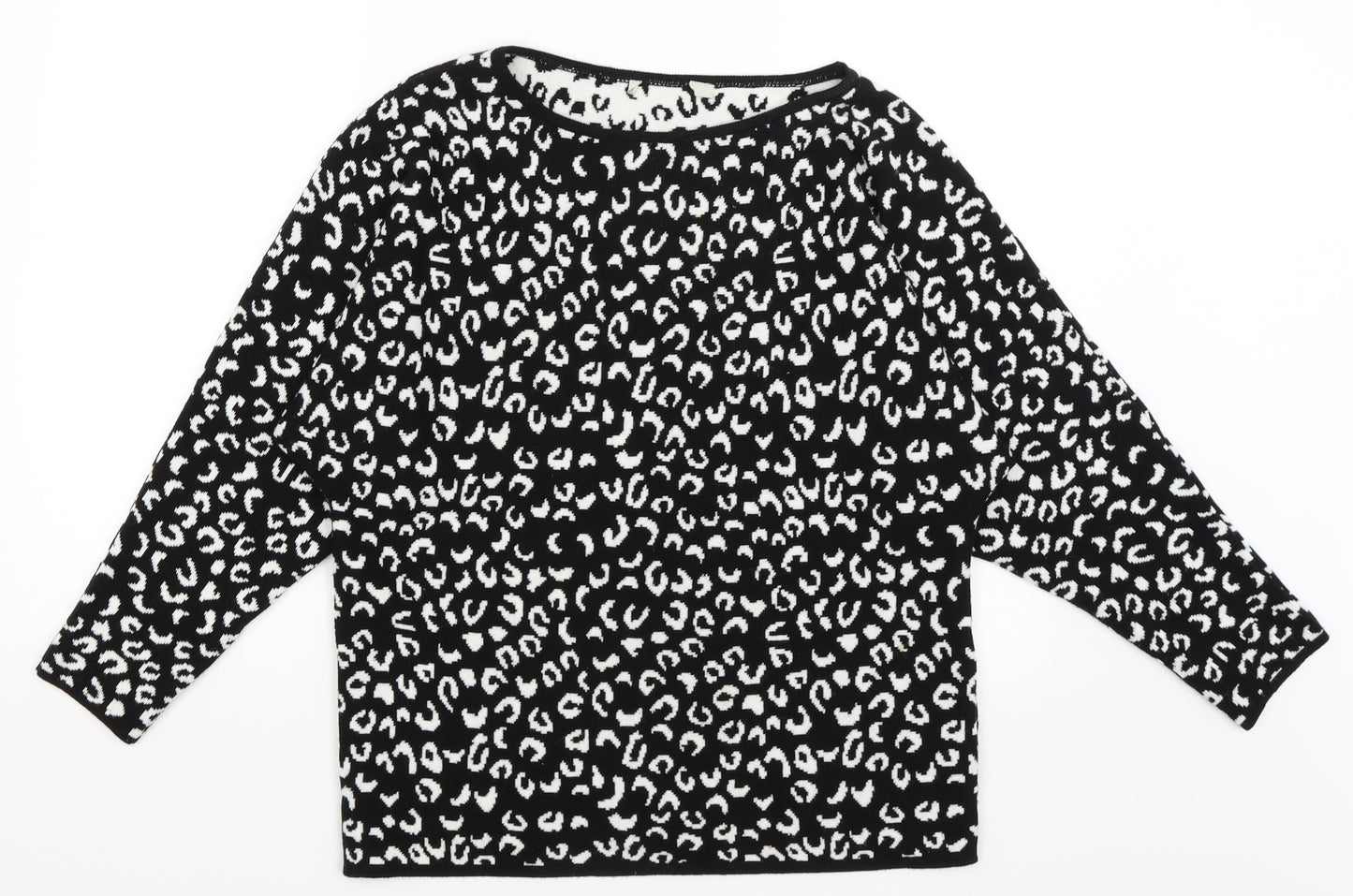 George Womens Black Animal Print  Pullover Jumper Size M