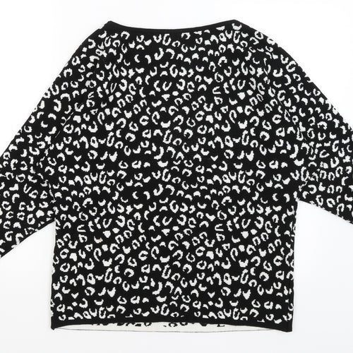 George Womens Black Animal Print  Pullover Jumper Size M