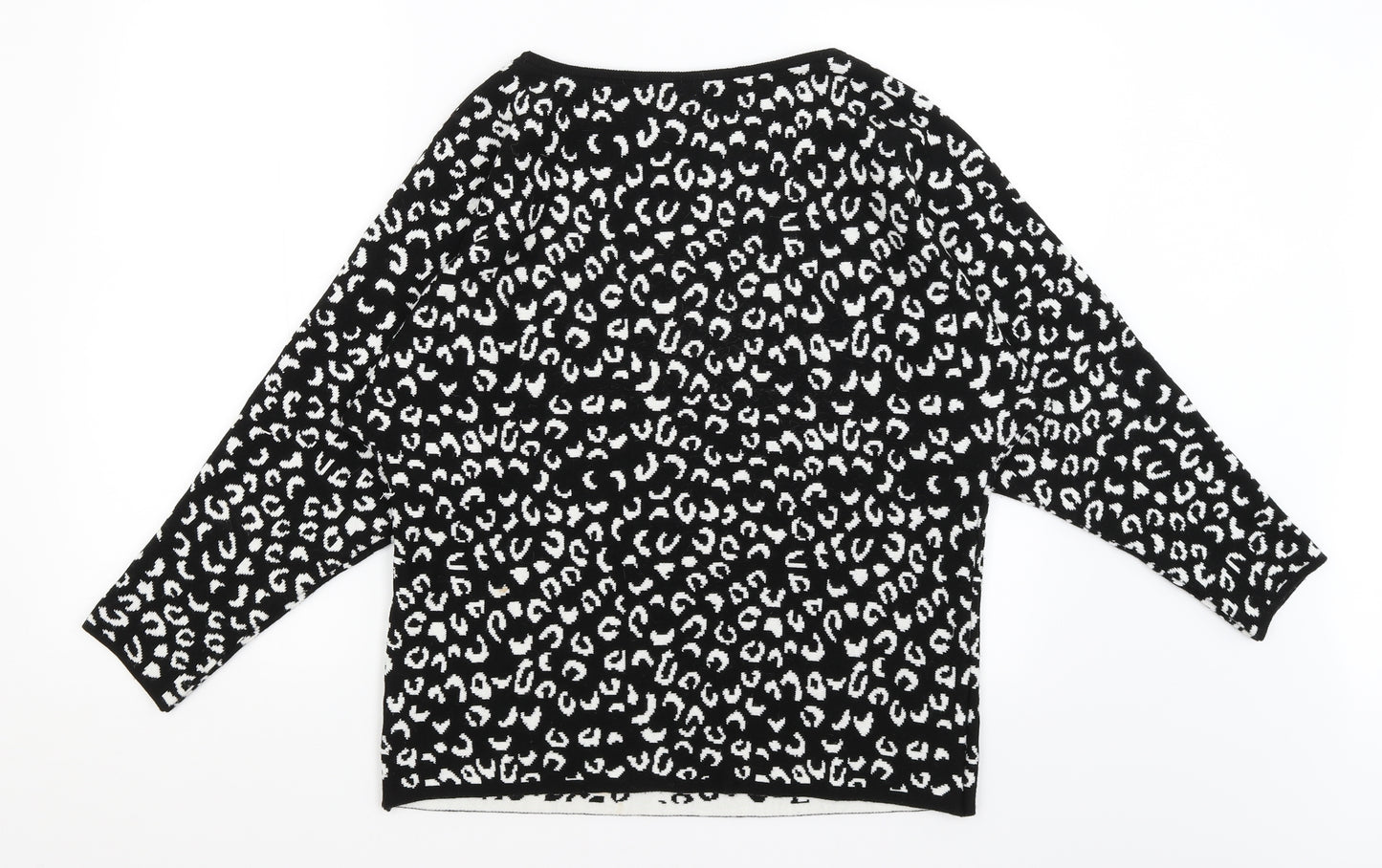 George Womens Black Animal Print  Pullover Jumper Size M