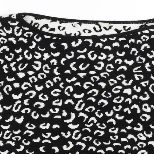 George Womens Black Animal Print  Pullover Jumper Size M