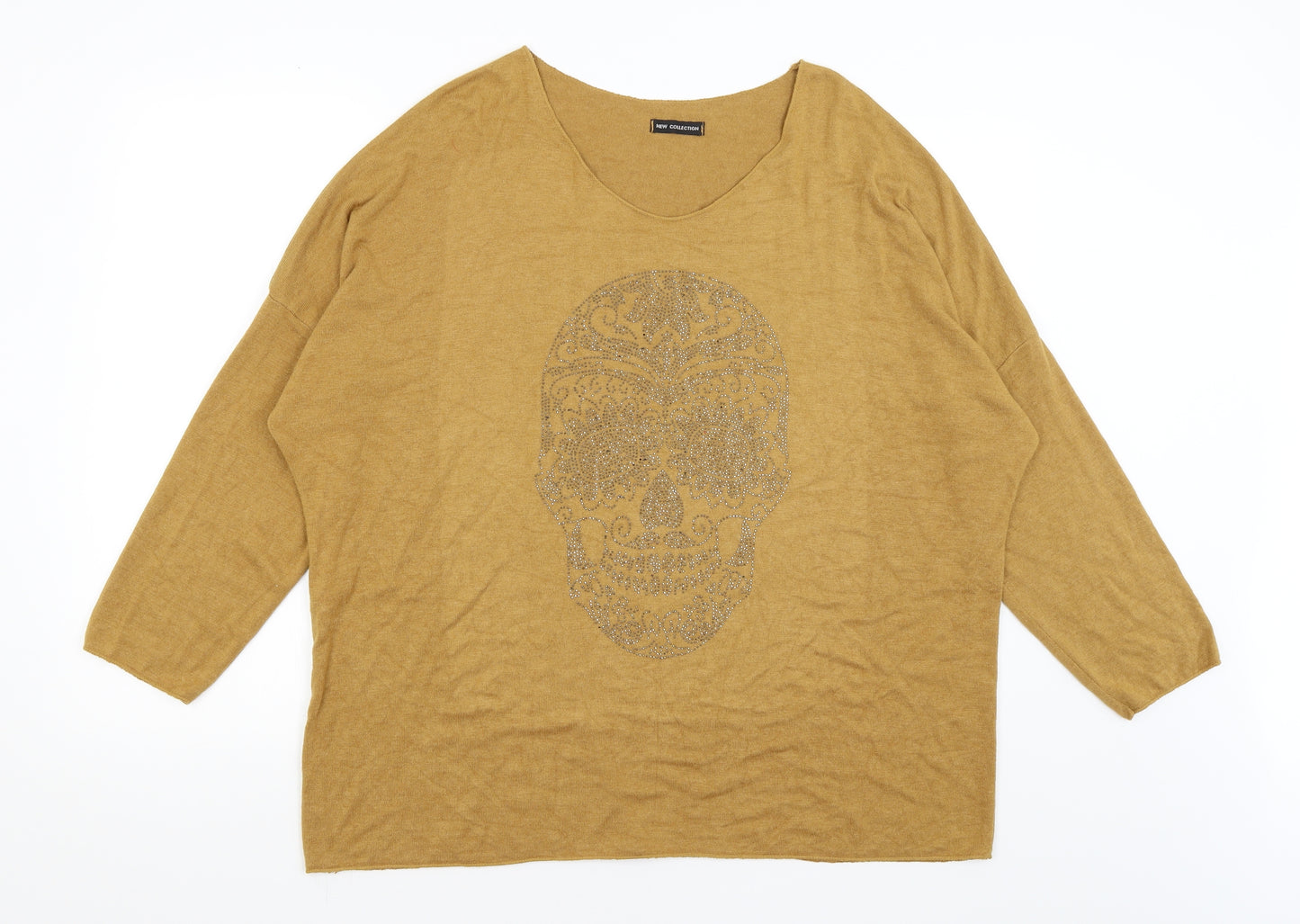 Preworn Womens Yellow   Basic T-Shirt Size XL  - Skull