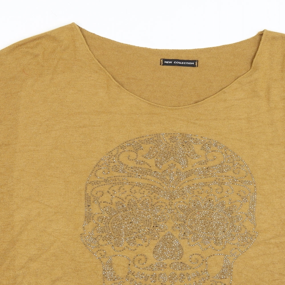 Preworn Womens Yellow   Basic T-Shirt Size XL  - Skull
