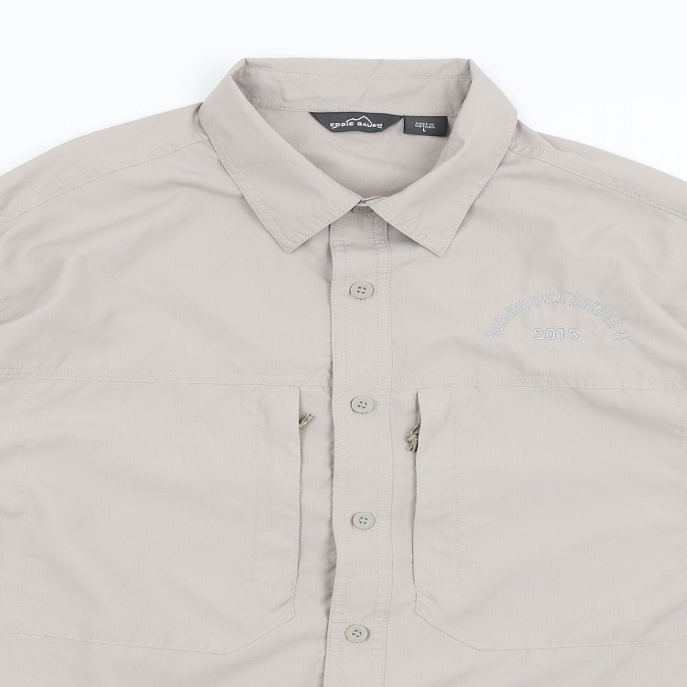 Eddie Bauer Mens Grey    Button-Up Size L