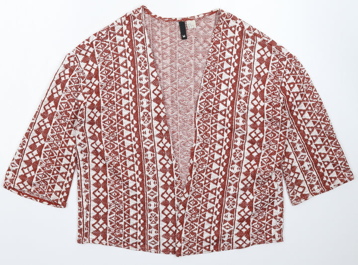 Divided Womens Brown Geometric Knit Cardigan Jumper Size M