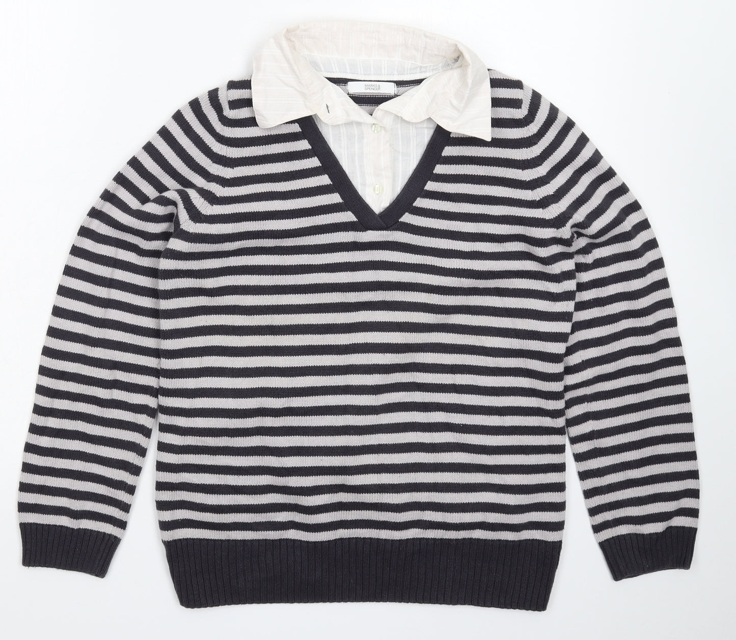 Marks and Spencer Womens Multicoloured Striped Knit Pullover Jumper Size 14