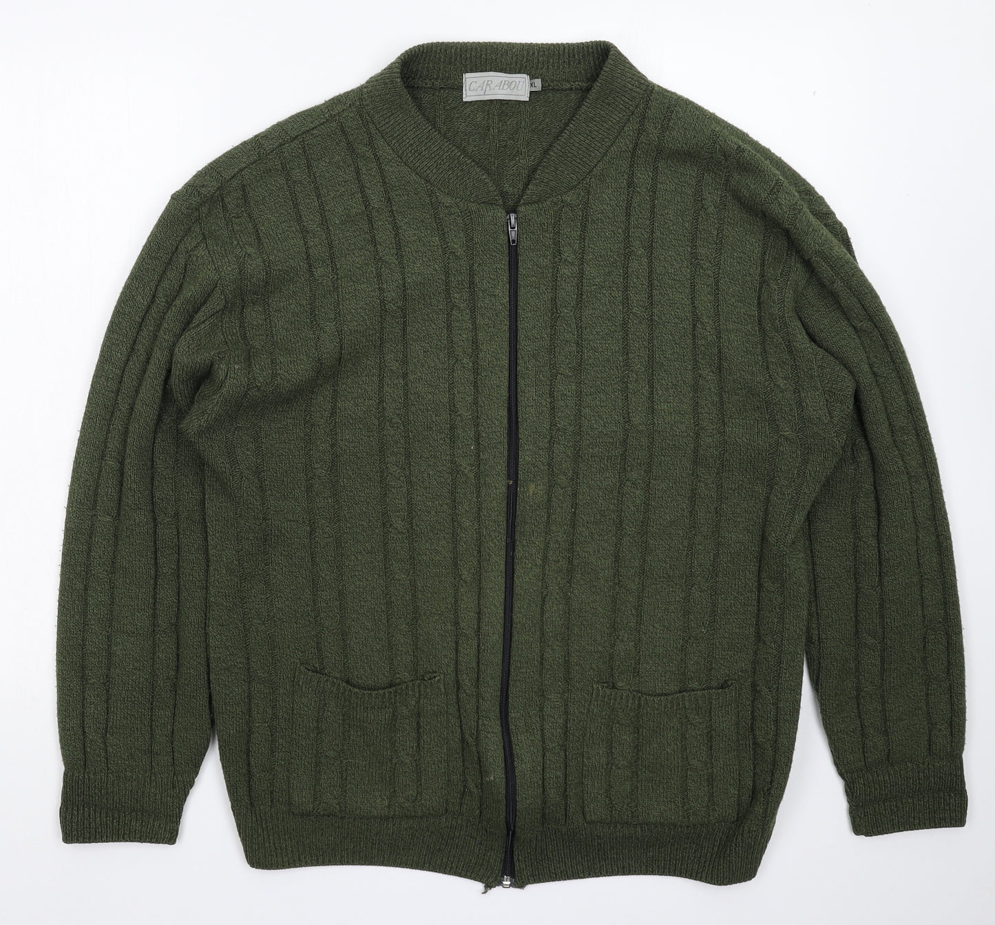 Carabou Mens Green  Knit Cardigan Jumper Size XL
