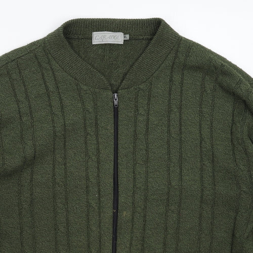 Carabou Mens Green  Knit Cardigan Jumper Size XL