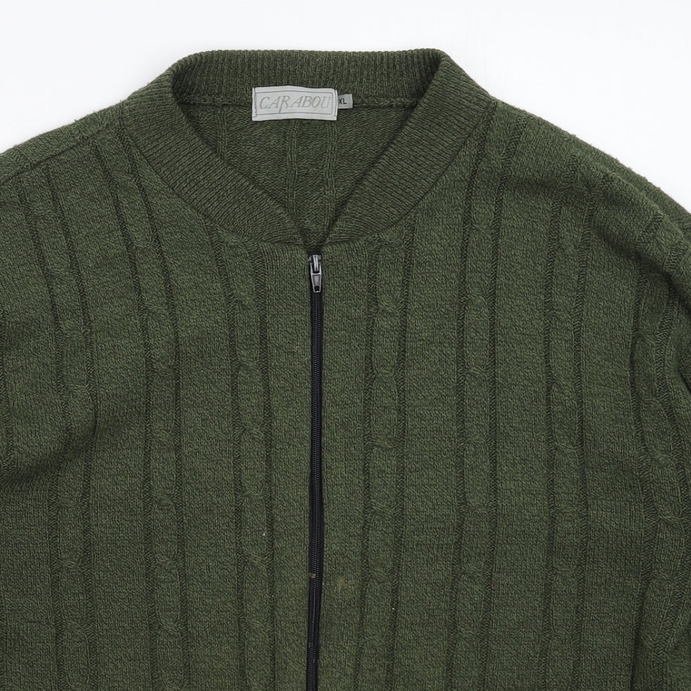 Carabou Mens Green  Knit Cardigan Jumper Size XL