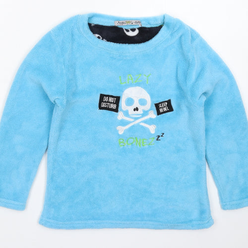 Chill Out Boys Blue Solid Fleece  Pyjama Top Size 8-9 Years