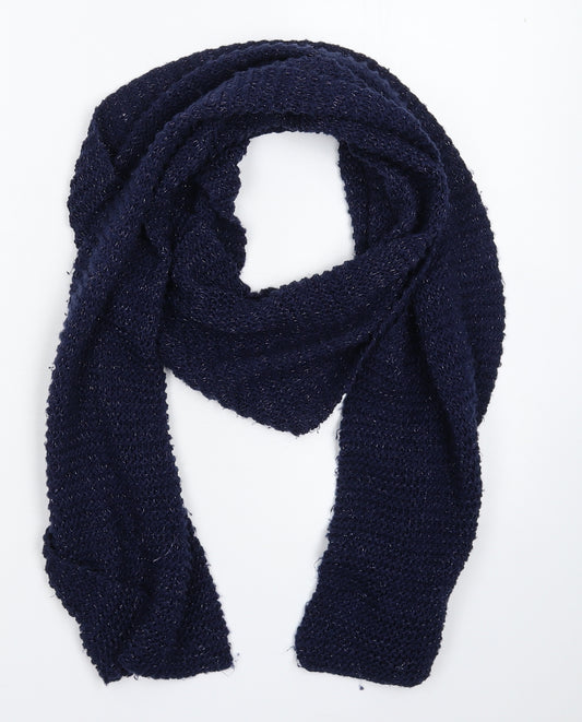 Front view of Preworn women’s blue knit scarf