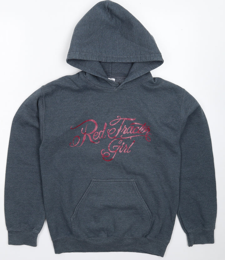 Gildan Mens Grey Pullover Hoodie Size S