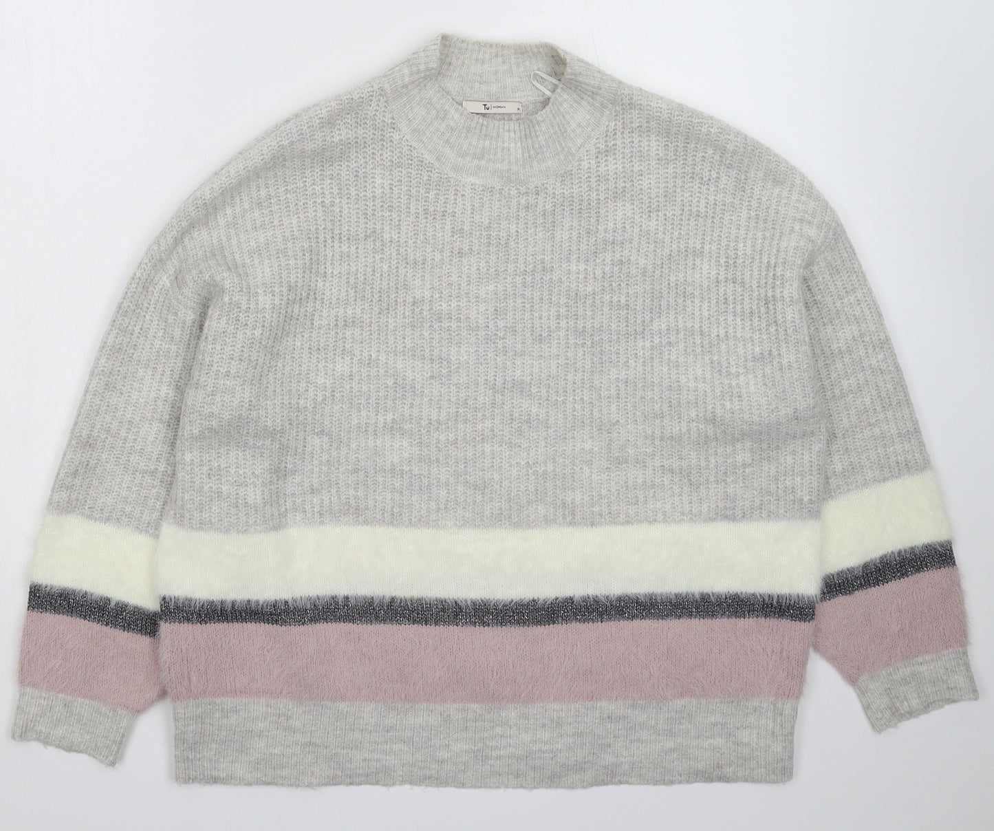 TU Womens Grey  Knit Pullover Jumper Size 14