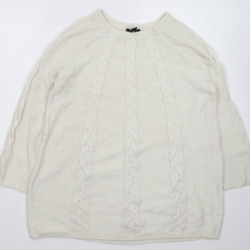 H&M Womens White  Knit Pullover Jumper Size M