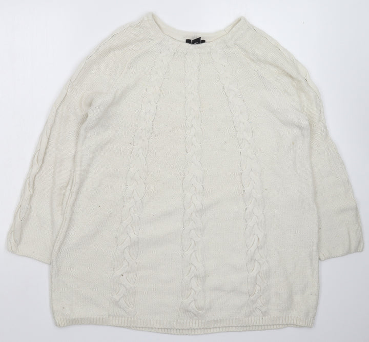 H&M Womens White  Knit Pullover Jumper Size M