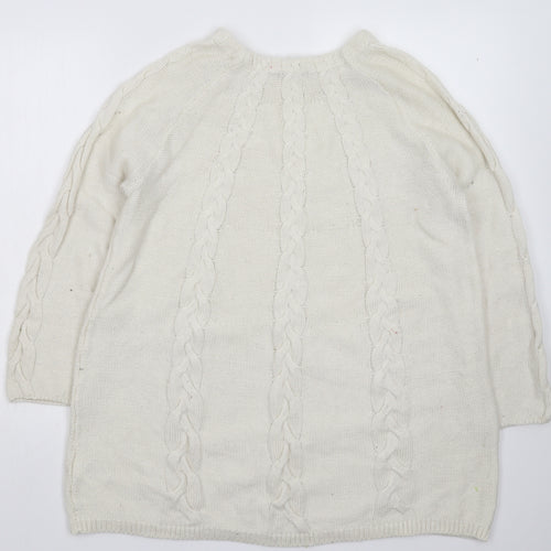 H&M Womens White  Knit Pullover Jumper Size M