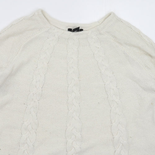 H&M Womens White  Knit Pullover Jumper Size M