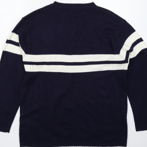 Hunter Scott Mens Blue Striped Knit Pullover Jumper Size XL