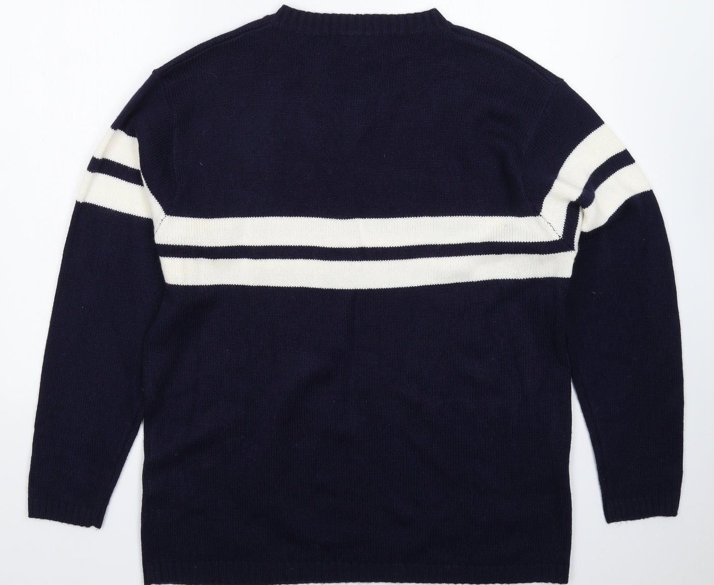 Hunter Scott Mens Blue Striped Knit Pullover Jumper Size XL