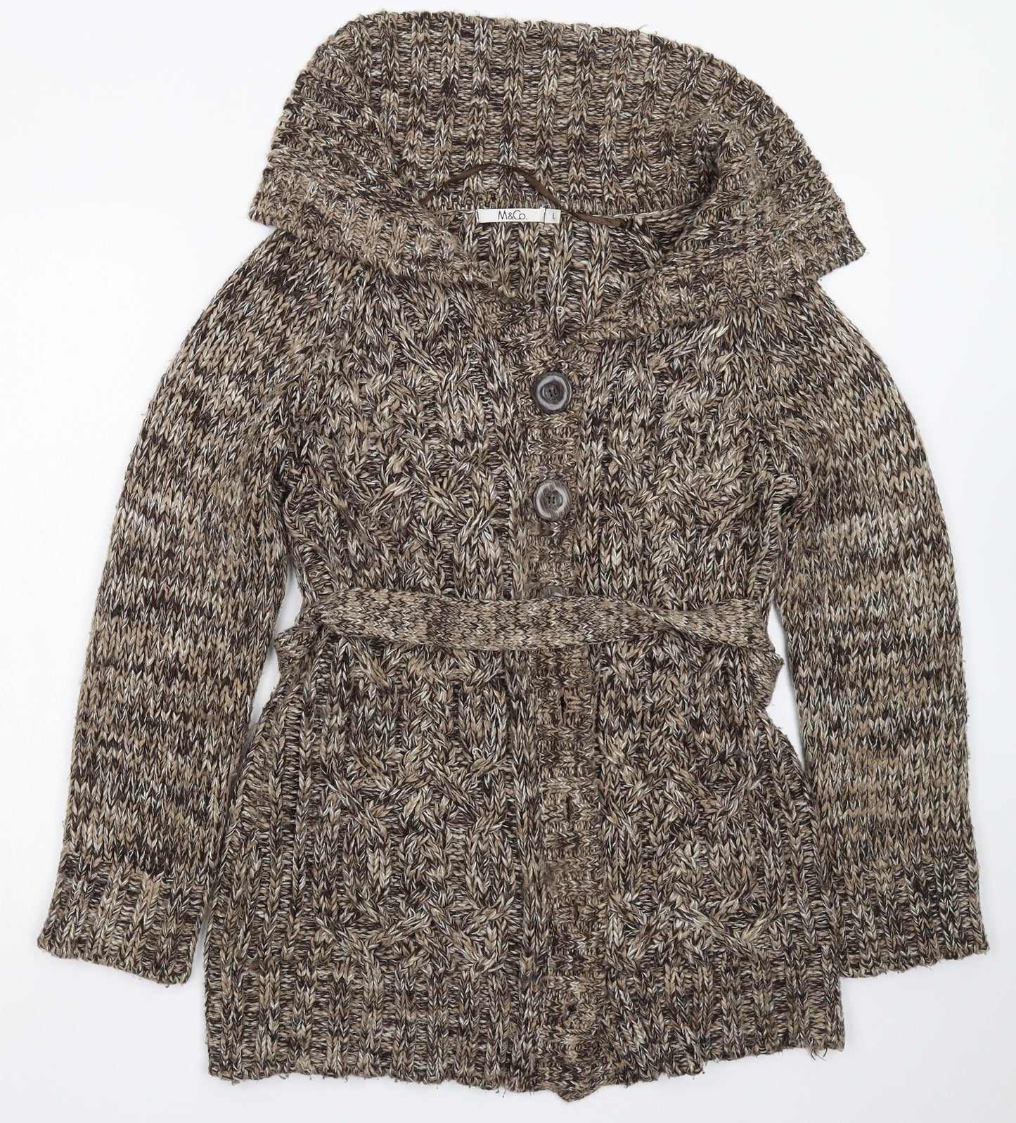 M&Co Womens Grey  Knit Cardigan Jumper Size L