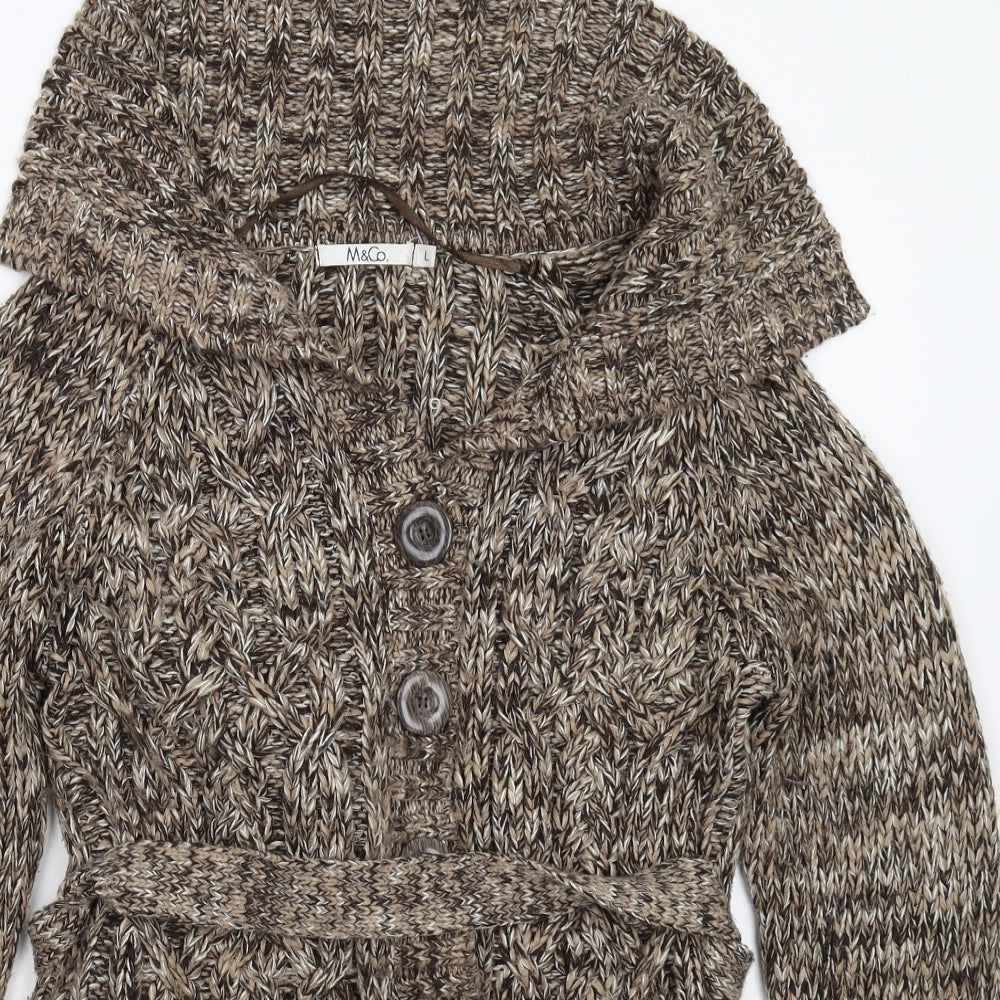 M&Co Womens Grey  Knit Cardigan Jumper Size L
