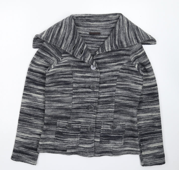 Principles Womens Grey Striped Knit Cardigan Jumper Size 12
