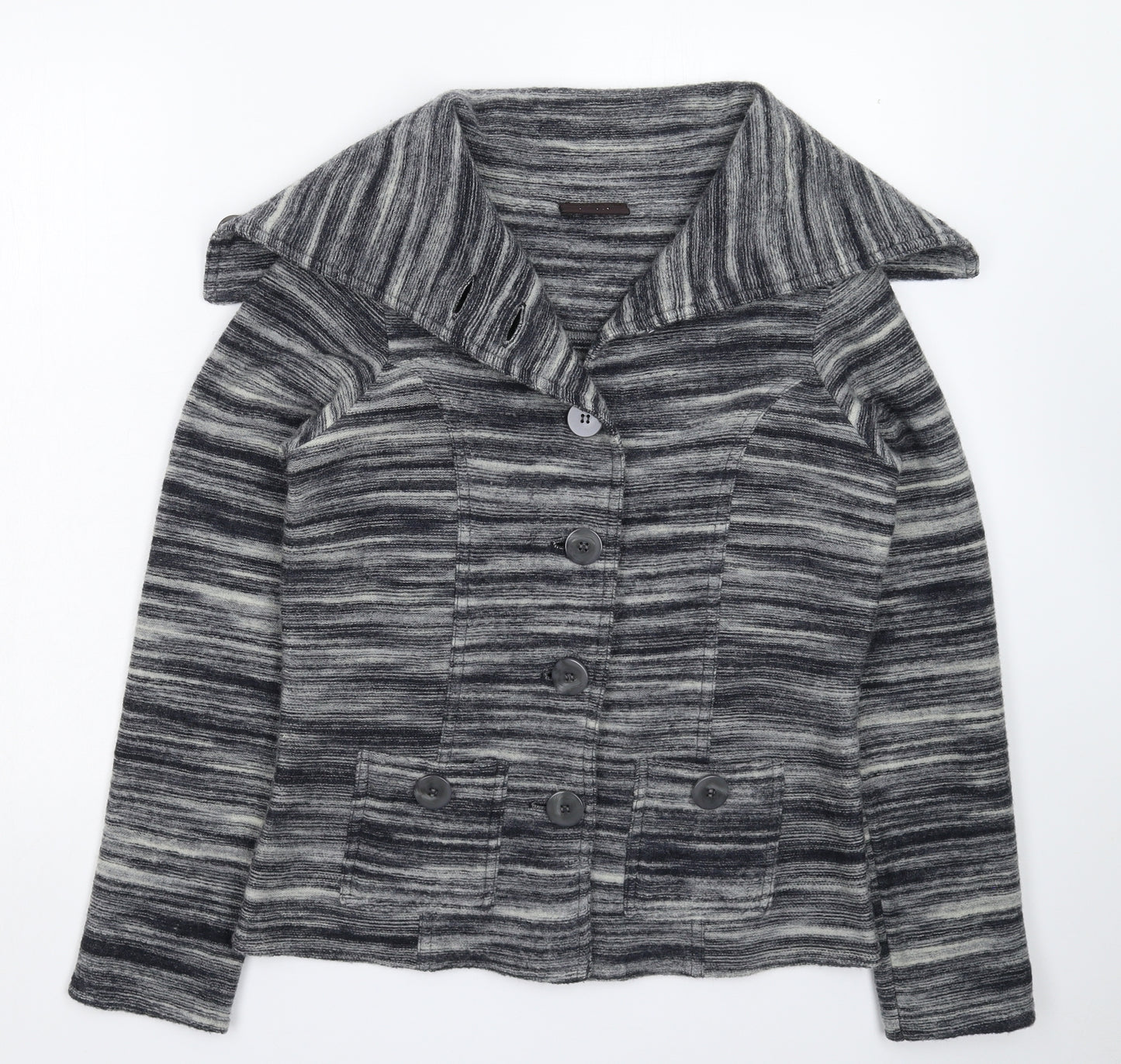 Principles Womens Grey Striped Knit Cardigan Jumper Size 12