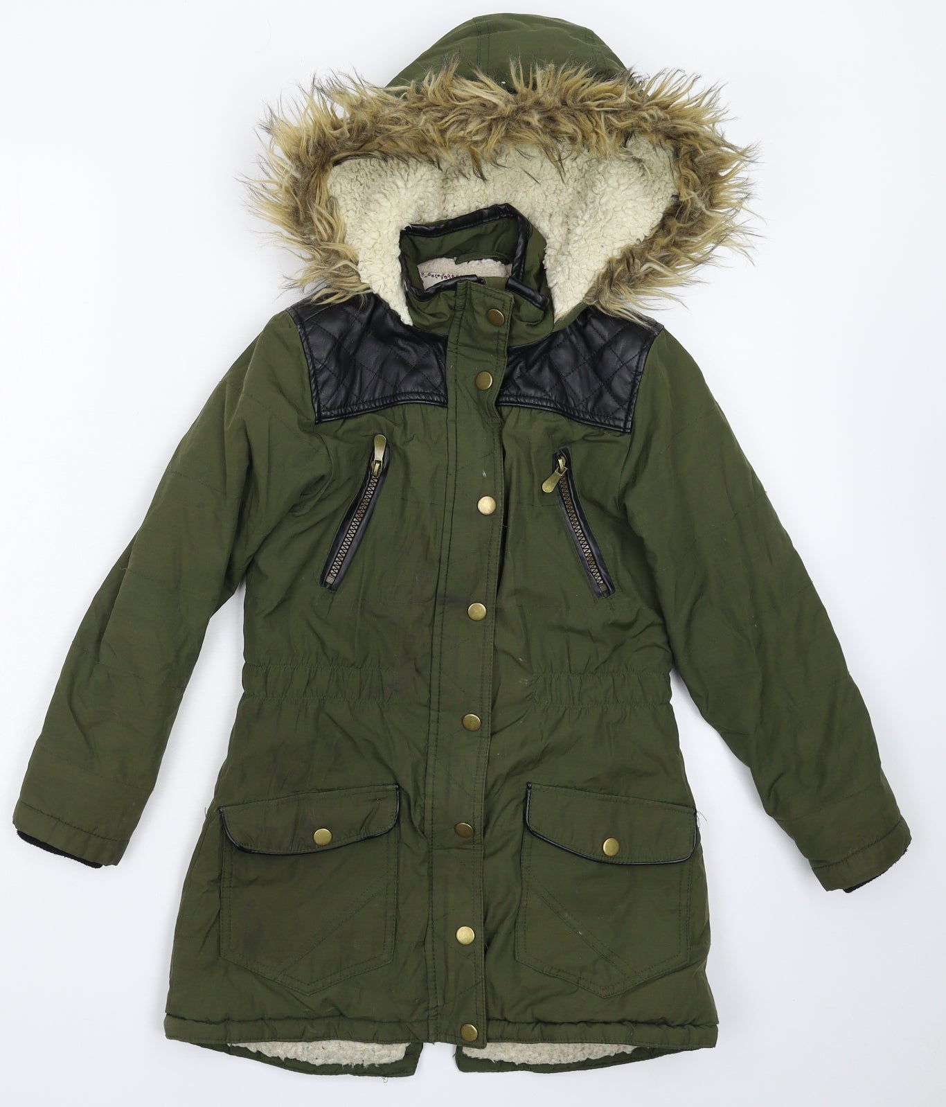 Young Dimension Girls Green   Parka Coat Size 11-12 Years