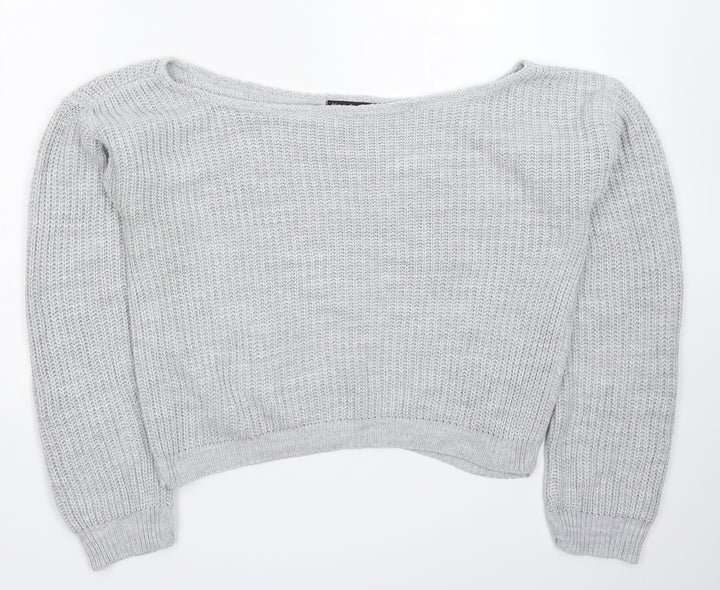 Boohoo Womens Grey Knit Pullover Jumper Size M