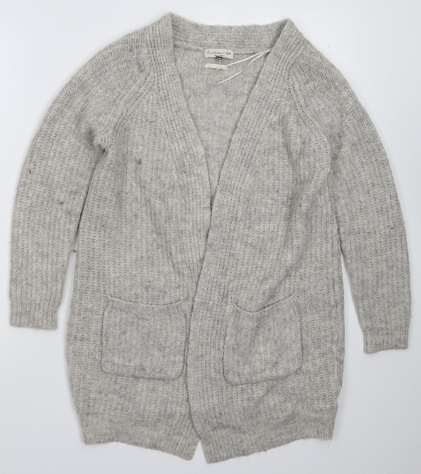 F&F Womens Grey  Knit Cardigan Jumper Size 10