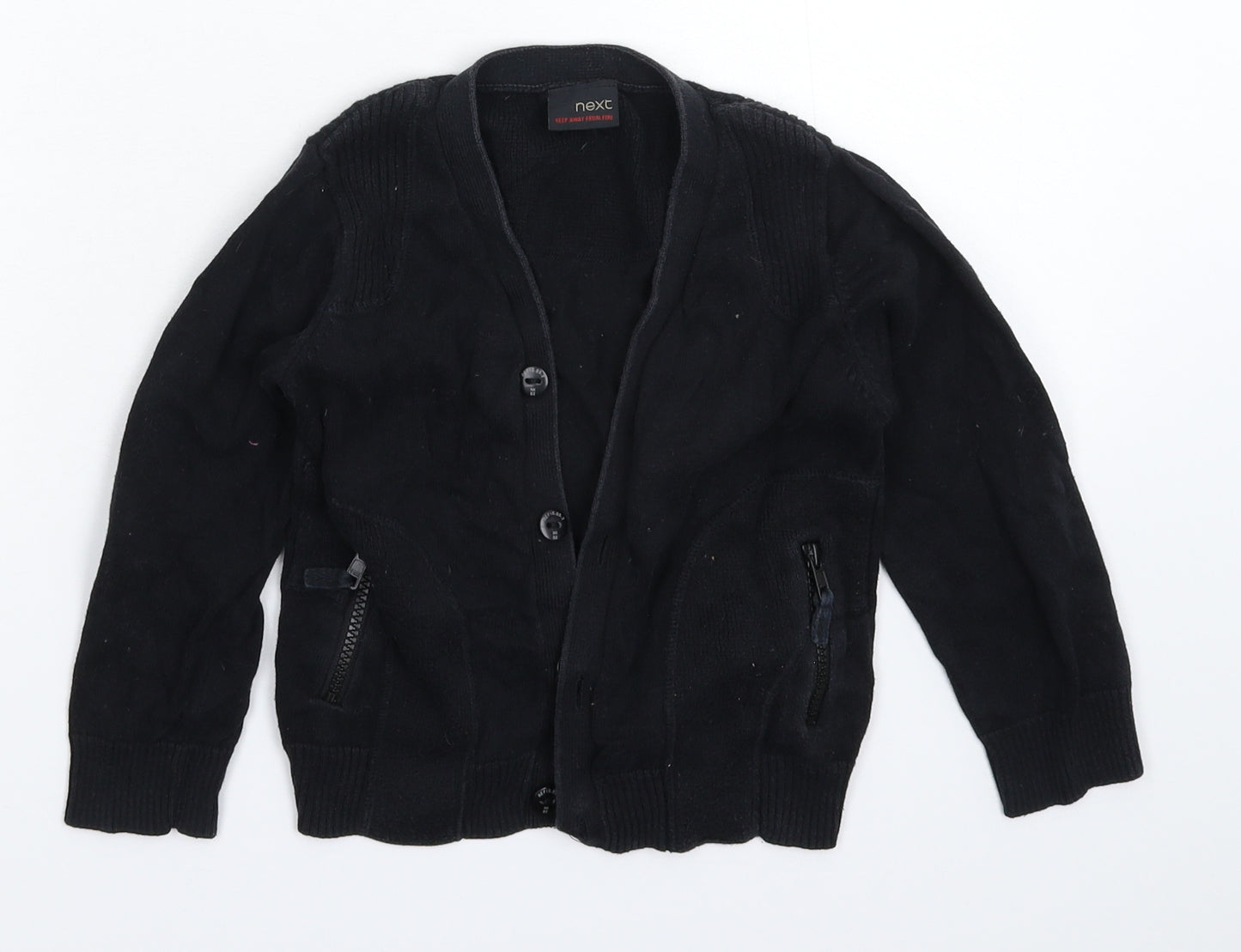 NEXT Boys Black  Knit Cardigan Jumper Size 4 Years