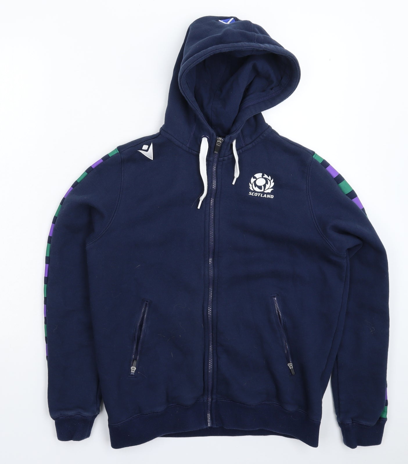 Macron Boys Blue   Full Zip Hoodie Size XL