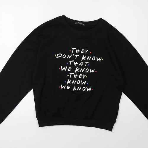 SheIn Womens Black   Pullover Sweatshirt Size S