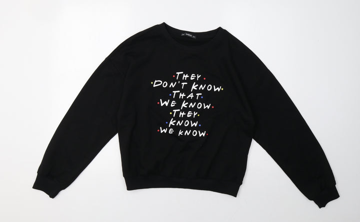 SheIn Womens Black Pullover Sweatshirt Size S