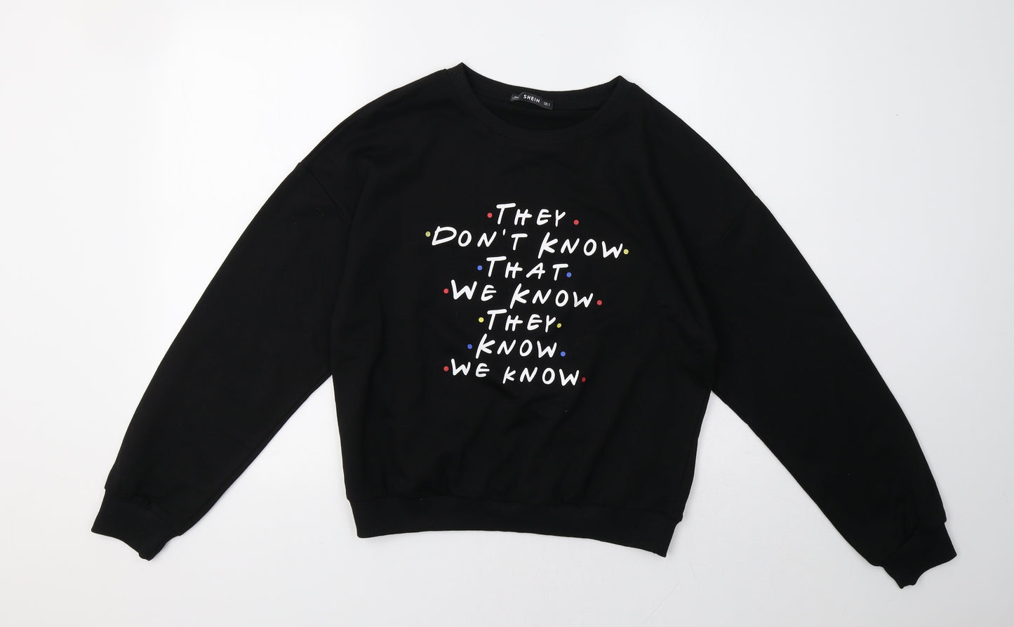 SheIn Womens Black   Pullover Sweatshirt Size S