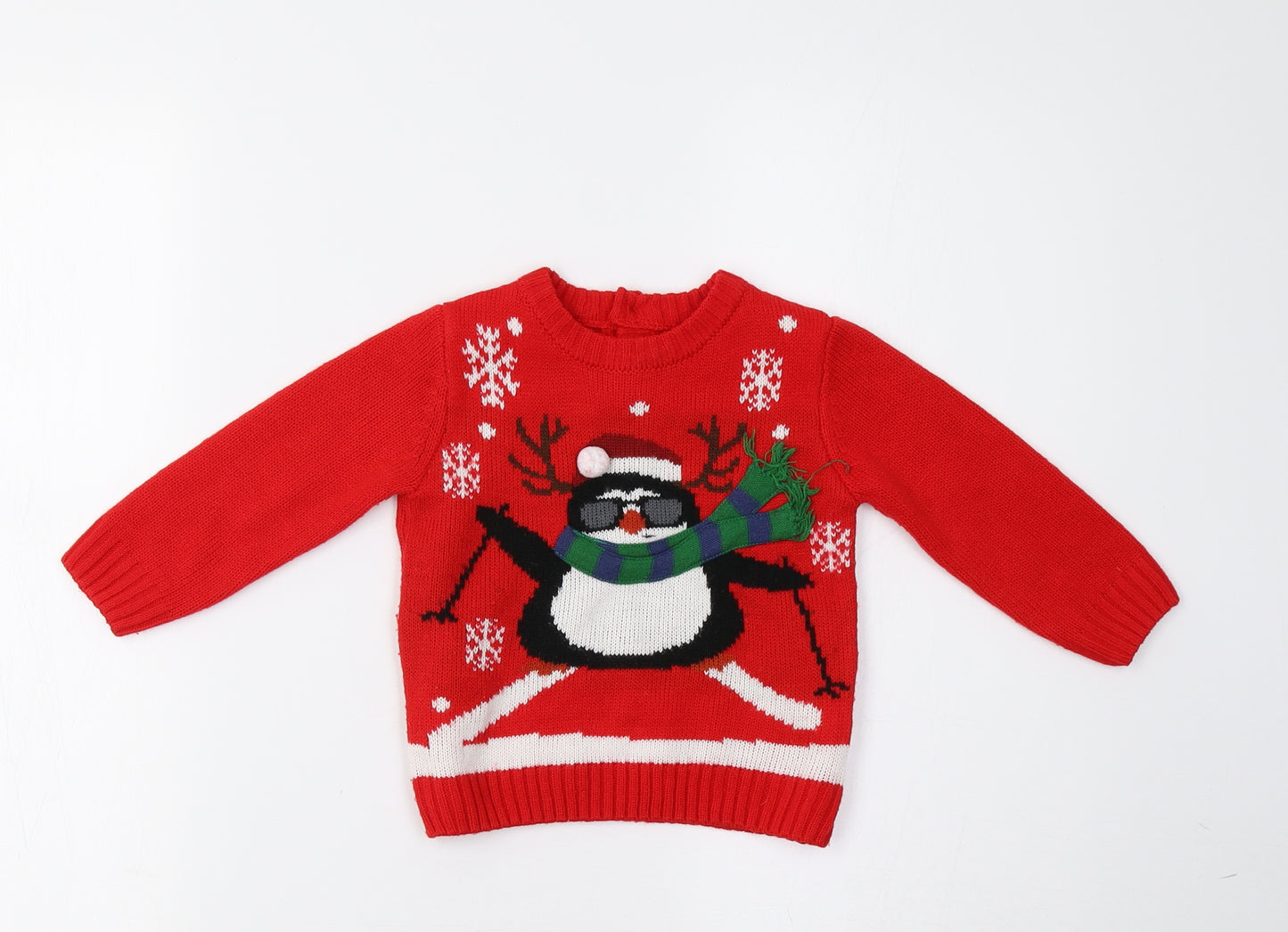 Matalan Baby Red  Knit Pullover Jumper Size 9-12 Months  - Christmas
