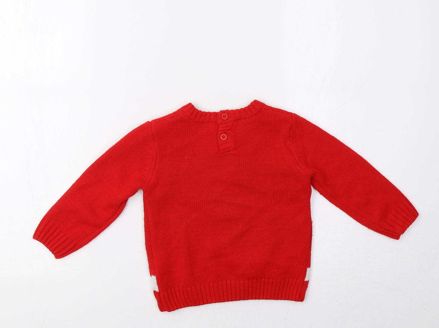 Matalan Baby Red  Knit Pullover Jumper Size 9-12 Months  - Christmas