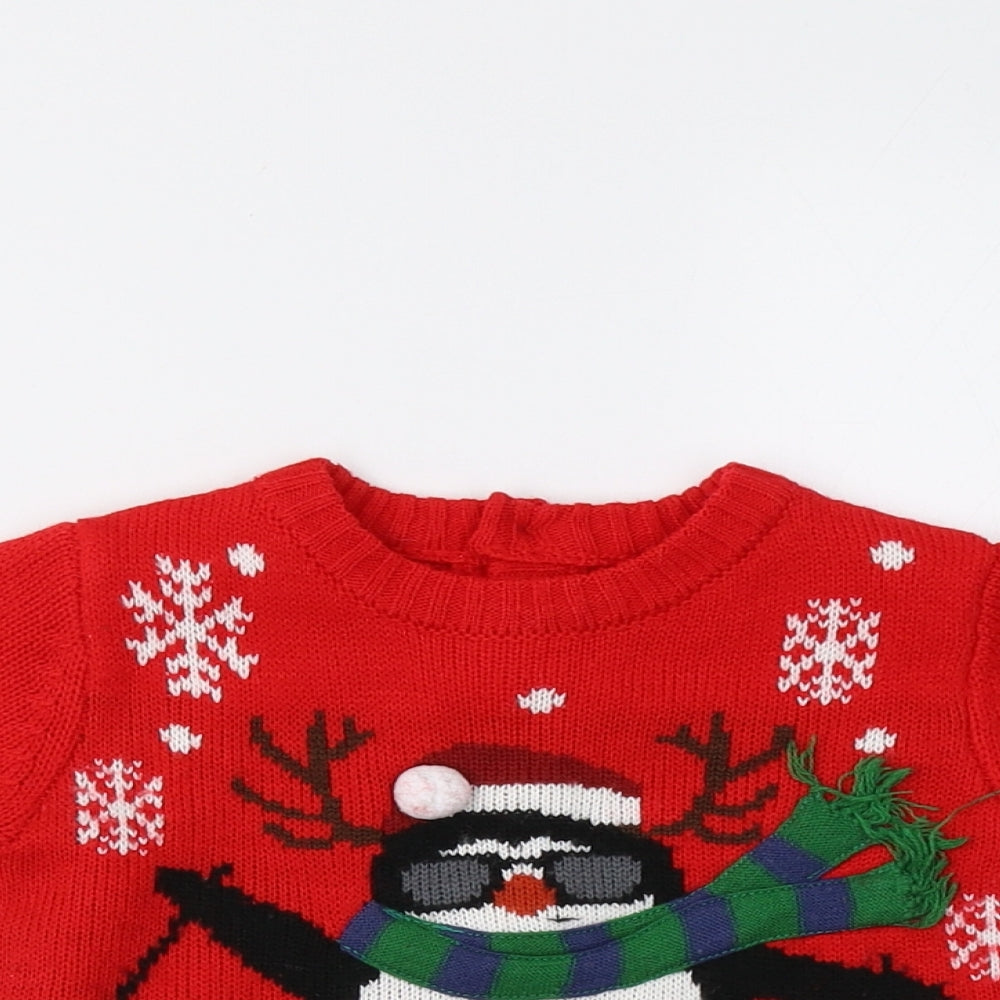 Matalan Baby Red  Knit Pullover Jumper Size 9-12 Months  - Christmas