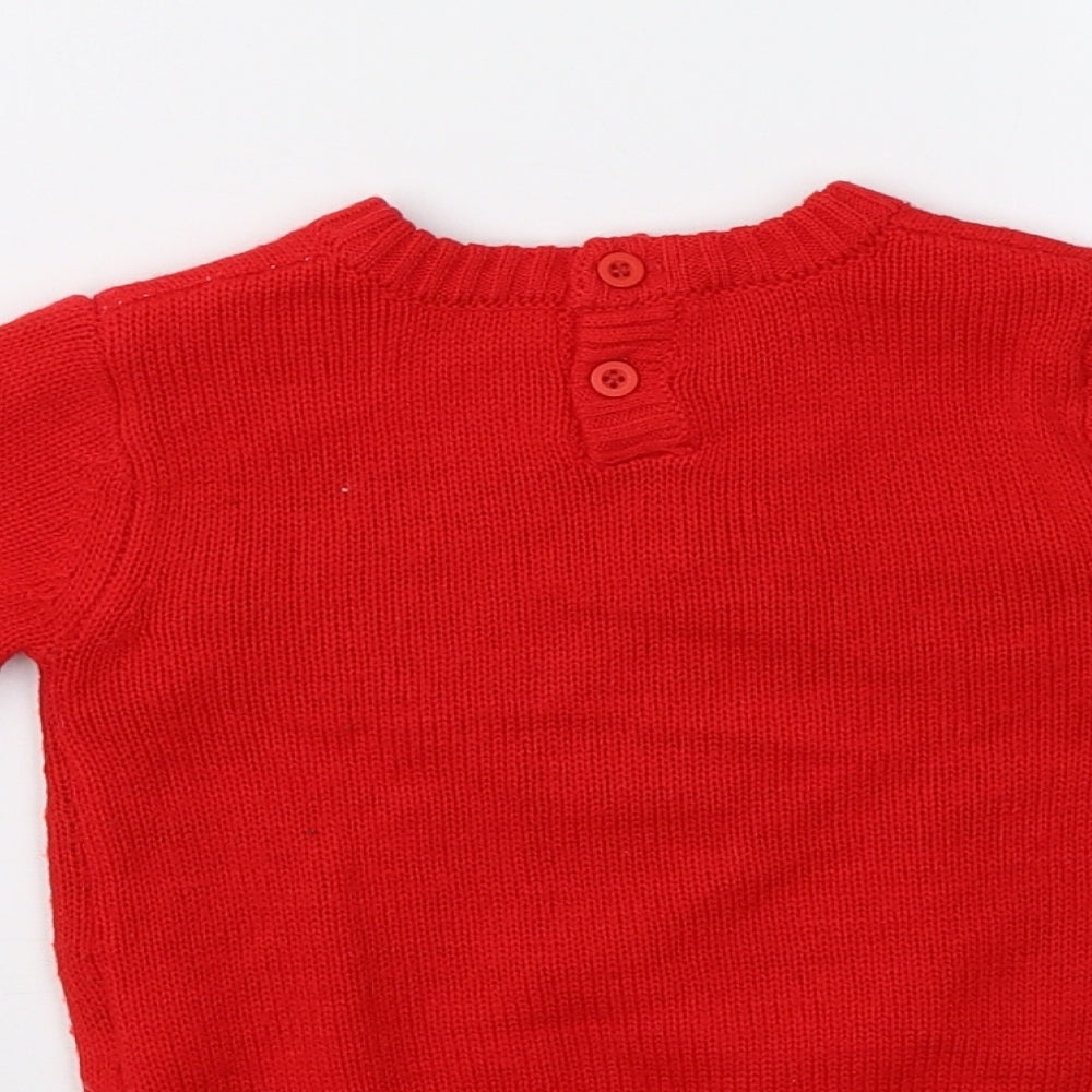 Matalan Baby Red  Knit Pullover Jumper Size 9-12 Months  - Christmas